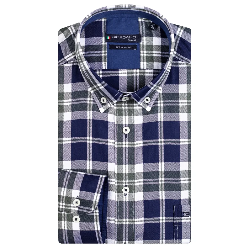 Men's Skinny-Fit Shirts for a Trendy LookGiordano Regular Fit Button Down Check Green Navy Shirt 327300 Men's Skinny-Fit Shirts for a Trendy LookGiordano Regular Fit Button Down Check Green Navy Shirt 327300