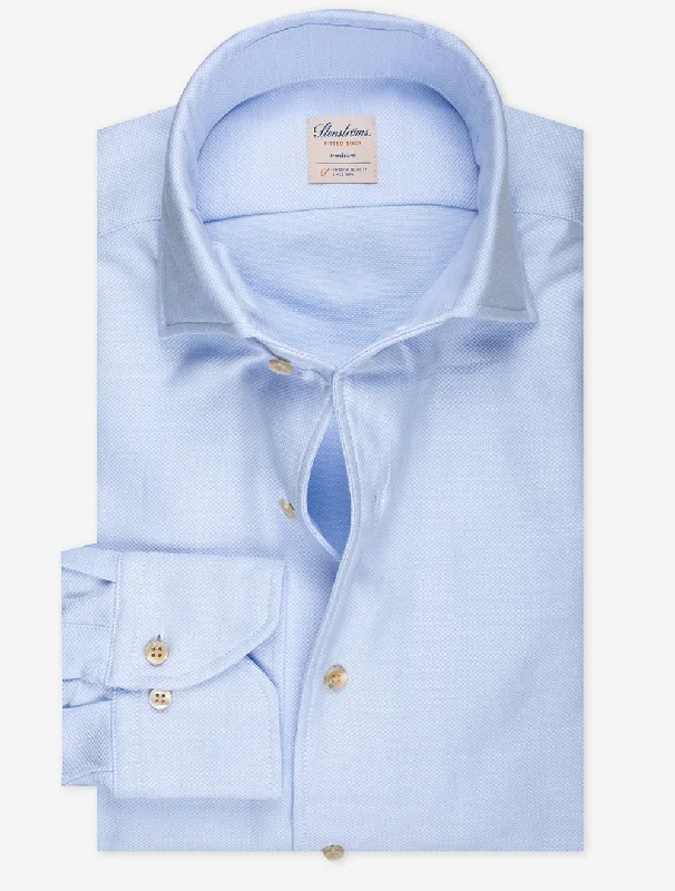 Men's Geometric Print Shirts for a Modern TwistPique Fitted Body Shirt Blue