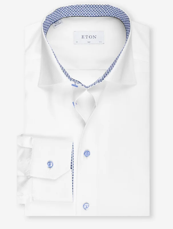 Men's Button-Down Collar Shirts for Staying PolishedGeo Effect Inlay Signature Twill Slim Fit Shirt White