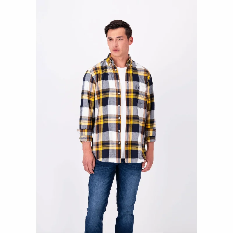 Men's Designer Dress Shirts for High-End FashionFynch-Hatton SUPER SOFT COTTON SHIRT WITH CHECK PATTERN 13096070 Navy