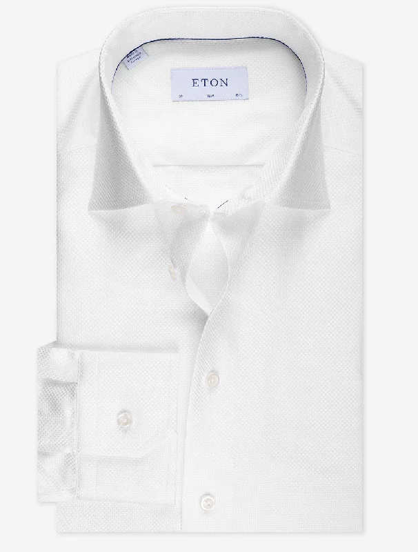 Men's Dressy Casual Shirts for Smart-Casual EventsSolid King Oxford Slim Fit Shirt White
