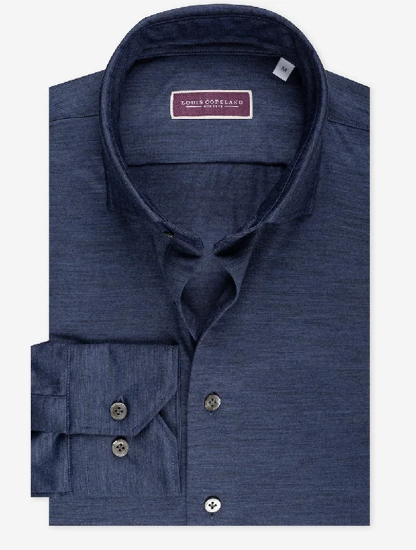 Men's Collared Shirts for Formal OccasionsFine Wool Shirt Blue