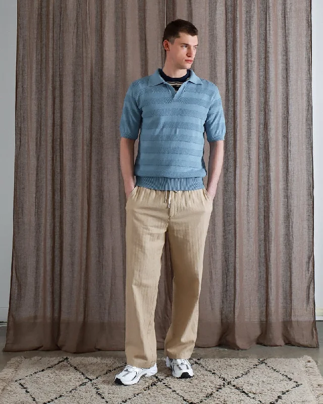 Men's Shirts with Antimicrobial TreatmentFar Afield MARSAN Short Sleeve Polo Allure Blue Raised Stripe