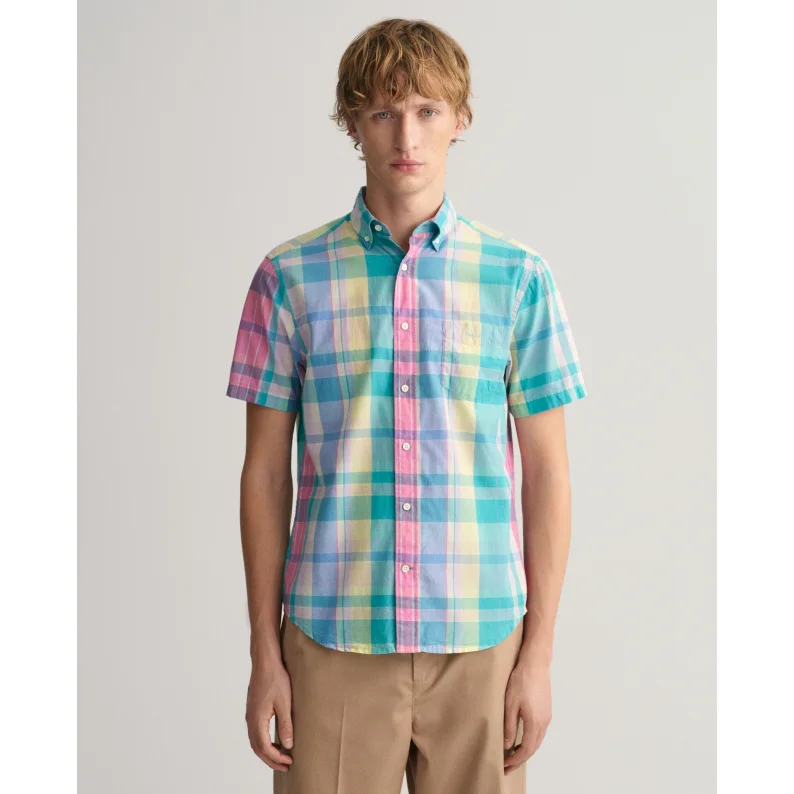 Men's Cowboy Shirts for Western StyleGANT Regular Fit Madras Short Sleeved Shirt Perky Pink 3230104 Men's Cowboy Shirts for Western StyleGANT Regular Fit Madras Short Sleeved Shirt Perky Pink 3230104