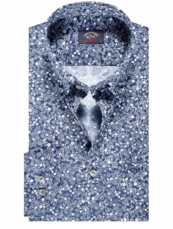 Men's Regular-Fit Shirts for a Classic FitFlower Pattern Button Down Shirt Blue