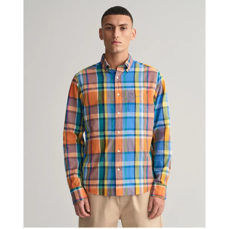 Men's Tailored Shirts for a Sharp AppearanceGANT Regular Fit Colorful Madras Shirt 3230072 - Apricot Orange Men's Tailored Shirts for a Sharp AppearanceGANT Regular Fit Colorful Madras Shirt 3230072 - Apricot Orange