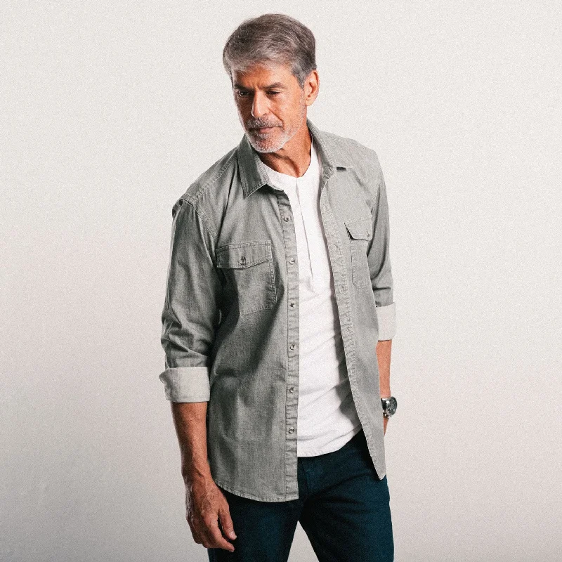Men's Short-Sleeve Shirts for Warm WeatherDavis Utility Shirt – Light Gray Cotton Twill