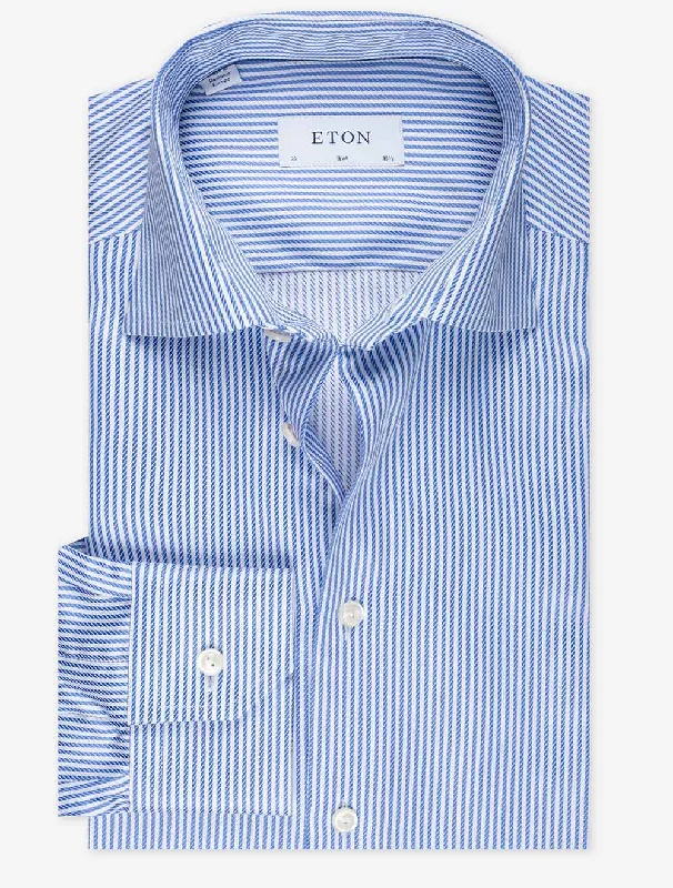 Men's Slim-Fit Shirts for a Flattering ShapeStriped Signature Twill Slim Fit Shirt Blue