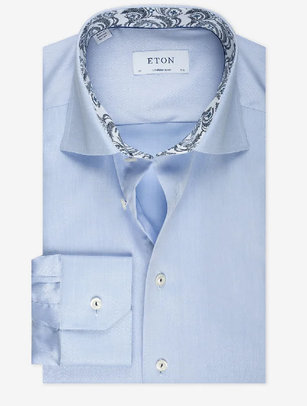 Men's Casual Friday Shirts for Relaxed Office DaysFloral Signature Twill Contemporary Shirt Blue