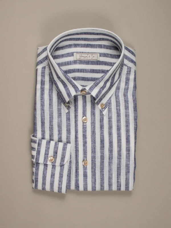 Men's Breathable Shirts for Warm ClimatesCarlo Bassetti Flash Striped Linen Shirt MSL1742