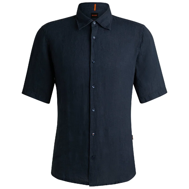 Men's Travel Shirts for Easy PackingBoss Rash 2 Linen Short Sleeve Shirt - Navy