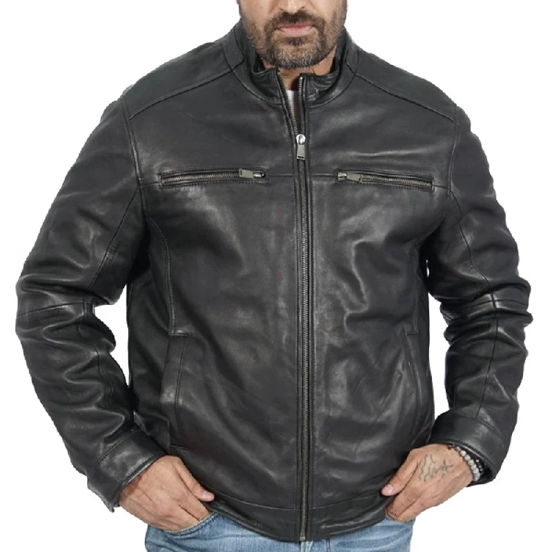 Weather-Resistant Men's CoatsBruce Black Leather Jacket