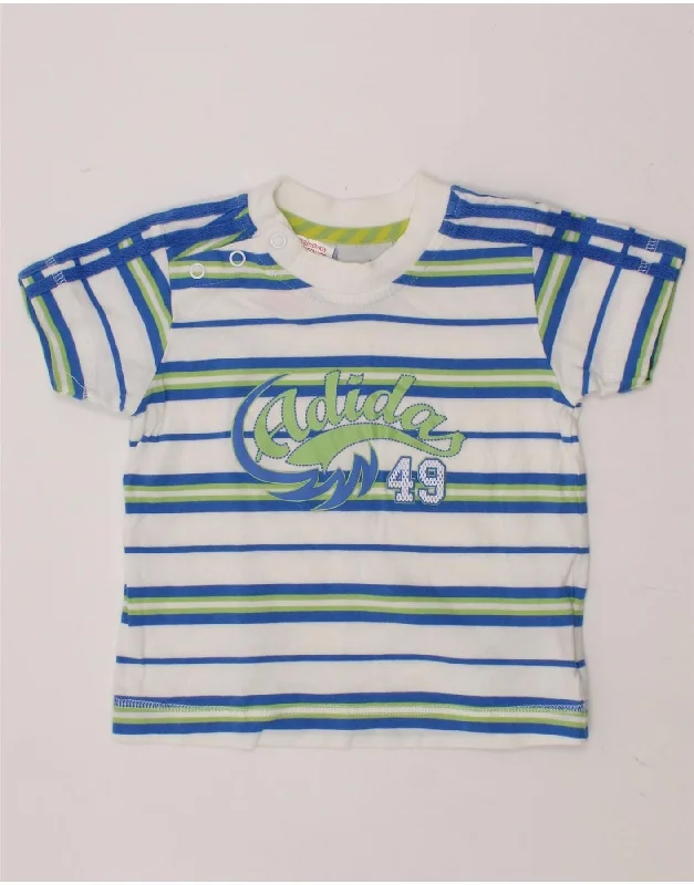 Men's Shirts with Asymmetrical HemlinesADIDAS Baby Boys Graphic T-Shirt Top 3-6 Months White Striped Cotton