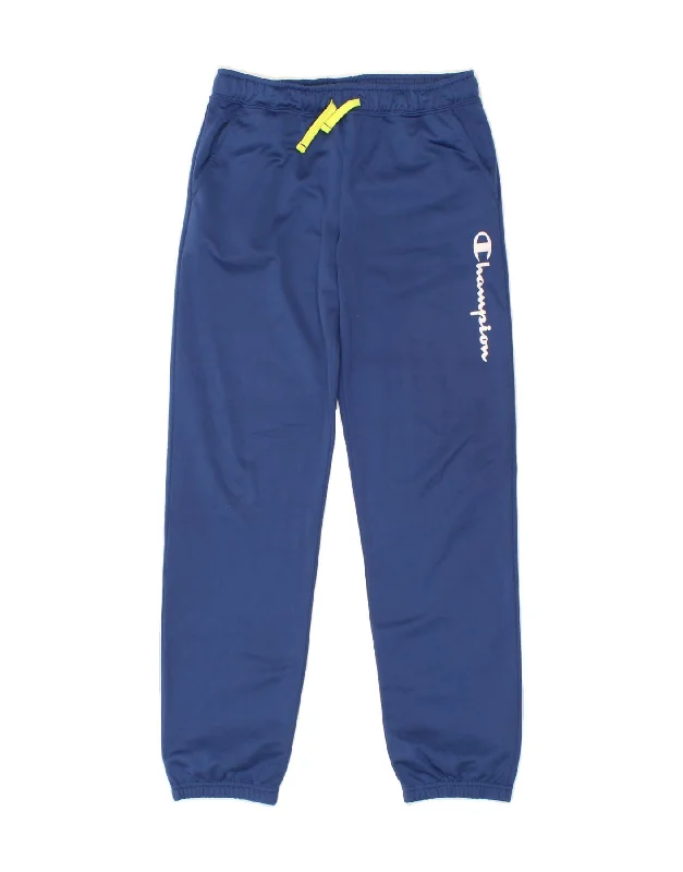 CHAMPION Boys Tracksuit Trousers Joggers 11-12 Years Large Navy Blue