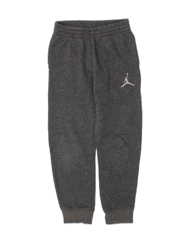 JORDAN Boys Tracksuit Trousers Joggers 8-9 Years Small Grey Cotton