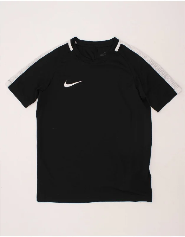 Men's Shirts with Pleated HemlinesNIKE Boys Dri Fit T-Shirt Top 8-9 Years Small Black Polyester