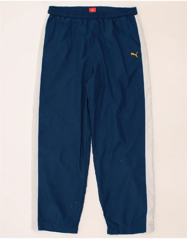 PUMA Boys Tracksuit Trousers 15-16 Years  Blue Colourblock Polyester