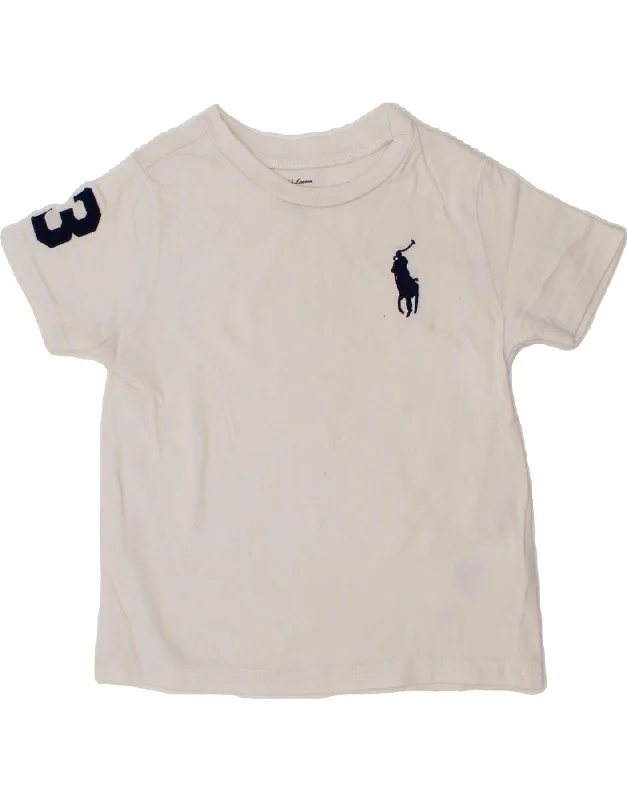 Classic Men's Button-Up ShirtsRALPH LAUREN Baby Boys Graphic T-Shirt Top 18-24 Months Off White Cotton